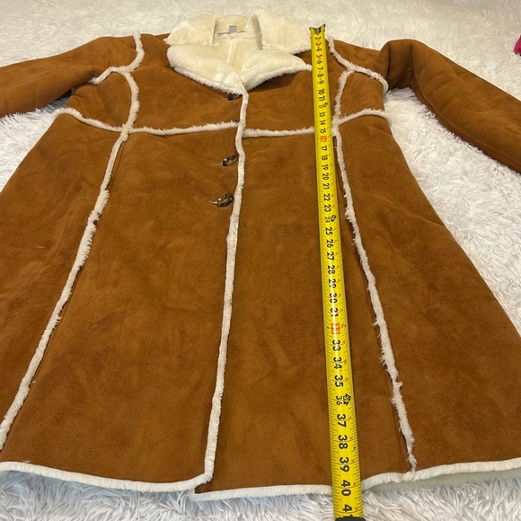 JESSICA LONDON SIZE 14W Women's Brown Faux Shearling Coat - Picture 7 of 12